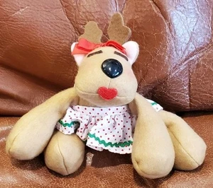 4 Inch Seated 1984 Hallmark Female Rhonda Reindeer Christmas Home Decor - Picture 1 of 10