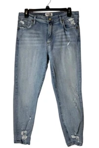 Pantalones de mezclilla Agolde para mujer 29 azul lavado claro Sophie recortados dobladillo masticado desgastados retro - Imagen 1 de 12