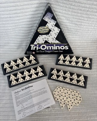Triominoes Deluxe 2002 Edition Game  Pressman Brass Beads Complete Vintage - Image 1 of 4