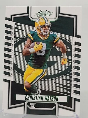 2023 PANINI ABSOLUTE CHRISTIAN WATSON GREEN PARALLEL FOOTBALL CARD PACKERS NFL - Image 1 of 2