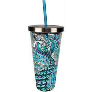Taza Spoontiques Sirena Brillo con Pajita Multicolor - Imagen 1 de 2