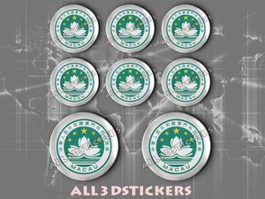 8 x 3D ROUND Stickers Resin Domed Coat of Arms Macau - Adhesive Vinyl Decal - Imagen 1 de 1
