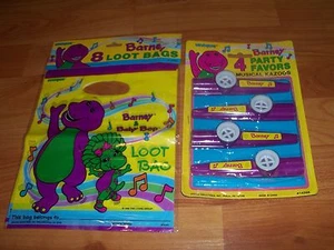 Barney Dinosaur Birthday Party Supplies Multi-color 4pc Lot 1992 Unique NOS - Picture 1 of 5