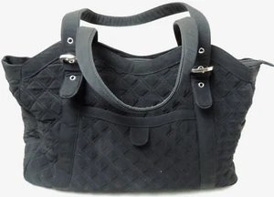 Vera Bradley Quilted Diaper Bag Black Baby Tote Vinyl Lining Adjustable Handles - Picture 1 of 19