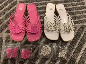 2er SET BELLINI SPORT ROSA & WEISSE SANDALE SCHMETTERLINGSMUSCHEL BLUME 10 W - Bild 1 von 6
