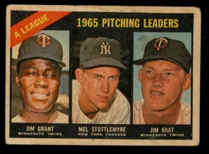 1966 Topps Venezuela #224 J.Grant /M.Stottlemyre/J.Kaat - Pitching Leaders VG - Picture 1 of 2