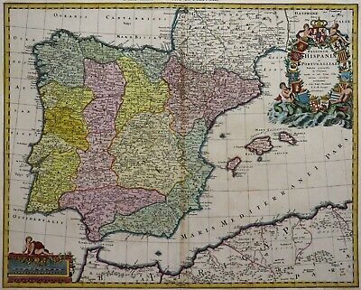 Spanien / Portugal - Homann 1720 - Regnorum Hispaniae Et Portugalliae - Spain • 399€