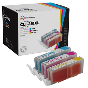 LD Compatible Ink Replacement for Canon CLI-251XL HY (1 C, 1 M, 1 Y, 3-Pk) - Picture 1 of 9