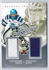 2011-12 BETWEEN THE PIPES ASPIRE CHRISTOPHER GIBSON JONATHAN QUICK 2 JERSEYS 2