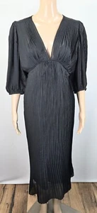 Banana Republic Pleated Puff Sleeve Corset Tie Dress, Sz M, NWT, Black - Picture 1 of 6