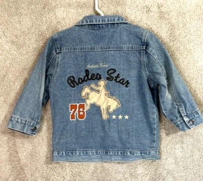 Chaqueta Denim Western Rodeo Vintage Jóvenes Niños Talla 3/4 Snap Rodeo Bucking Horse Foto 1 de 4