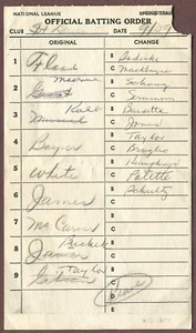 STAN MUSIAL 9/29/63 LAST GAME AUTHENTIC/ORIGINAL LINE-UP CARD (1 of 3) VERY RARE - Picture 1 of 7