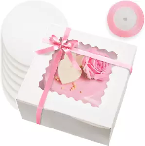 36Pcs 8X8X5 Inches Cake Boxes with Window 8 Inch Bakery Boxes 18-Packs White Cak - Picture 1 of 7
