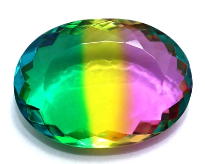 Lab-Created Tourmaline 128 Ct Brazilian Multicolor Oval Cut Loose Gemstone - Image 1 of 4
