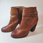 Frye Women Cam Riding Bootie Heel Ankle Brown Leather 8 M