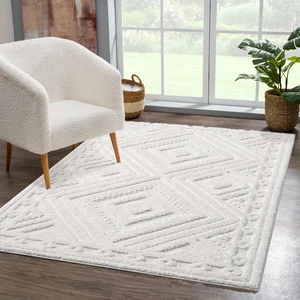 Teppich Focus Hochflor Shaggy Hochtief Muster 3D-Effekt Raute Wohnzimmer Flur  - Bild 1 von 20
