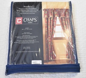 Ralph Lauren Chaps Annabelle Valance Curtain Red Floral Panel Rod 80" x 17" New - Picture 1 of 11