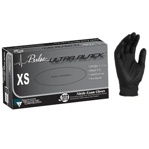 PULSE® ULTRA BLACK NITRILE EXAM GLOVES 200 CT, Textured Fingertips, XS-XL - Picture 1 of 1