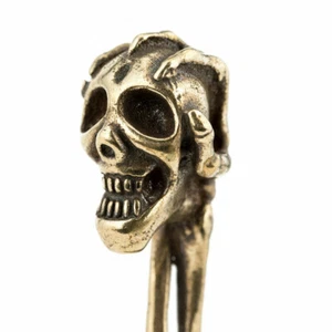 Carving Copper Smoking Pipe Tamper Tobacco Tamping Tool Press Brass Metal Skull - Picture 1 of 6