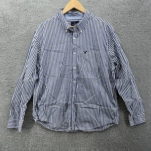 American Eagle Men's Blue Striped Long Sleeve Classic Fit Button Up Shirt 2XL - Picture 1 of 7