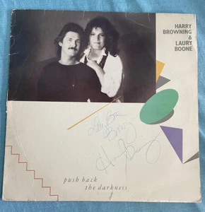 Harry Browning & Laury Boone Push Back The Darkness SIGNED ALBUM LP - Picture 1 of 3