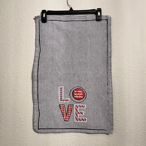 Valentine Day Kitchen Hand Tea Flour Sack Towel Gray Love Red Hearts 100% Cotton - Picture 1 of 18