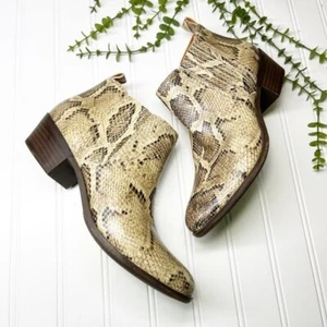 Lucky Brand Damen-Booties braun & hellbraun Leder Schlangenmuster Absatz Reißverschluss 8,5 - Bild 1 von 8