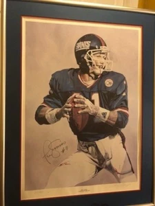 PHIL SIMMS SUPERBOWL XXI MVP 25/300 FRAMED GUARANTEED AUTOGRAPHED LITHOGRAPH - Picture 1 of 6
