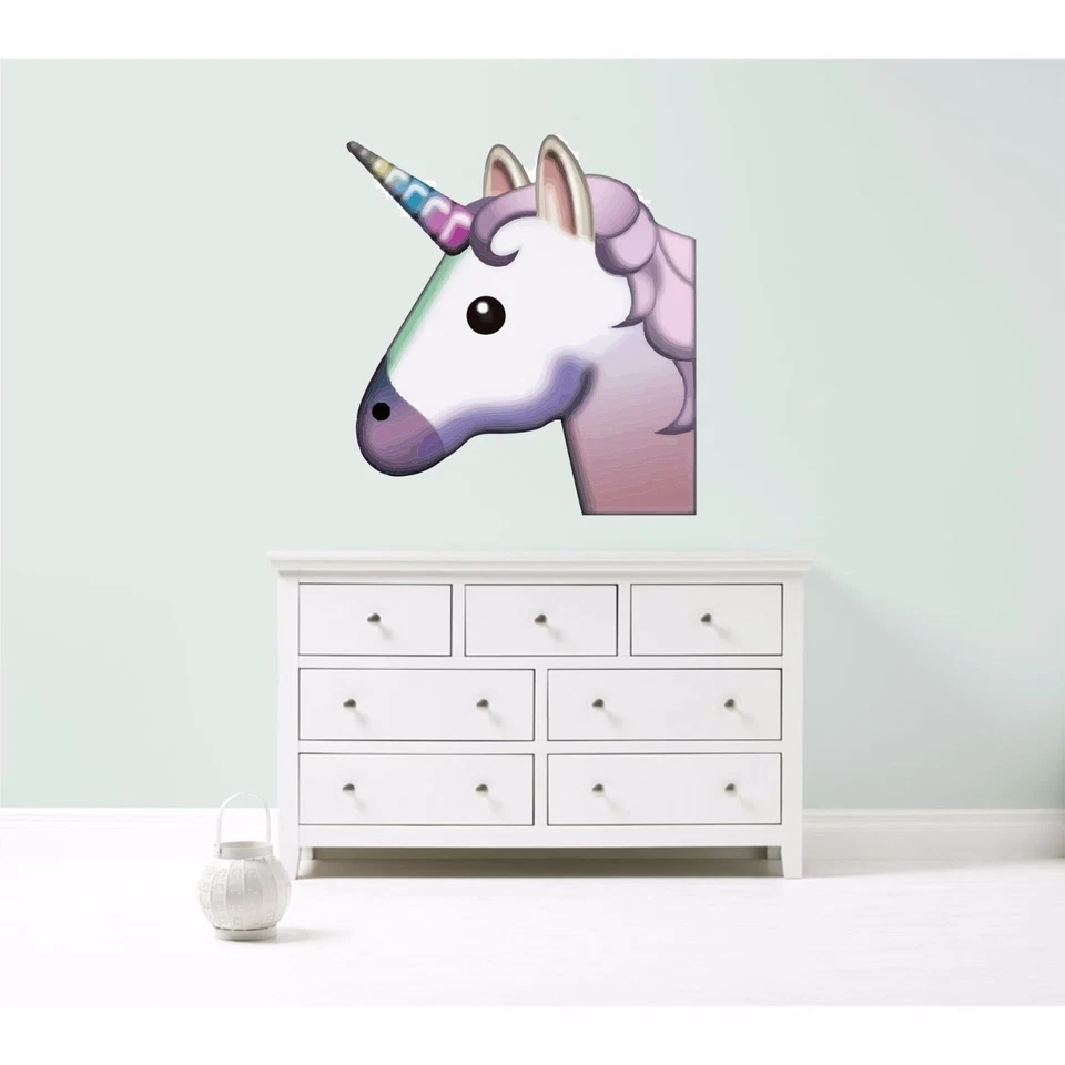 KAPOW BOOM GRAPHICS Emoji Unicornio Gigante Vinilo Pegatina de Pared Calcomanía 5 Tamaños Dormitorio Escuela Oficina