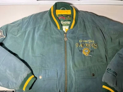 Jaqueta masculina vintage rara noz-moscada por Campri Green Bay Packers 1921 logotipo GG usada. " - Imagem 1 de 4