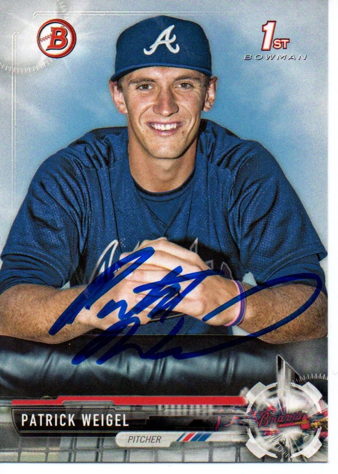 Patrick Weigel Atlanta Braves 2017 Bowman Rookie Signed Card - Image 1 of 1