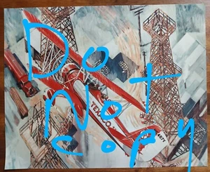 Piper Airplane Made in 1964, 20 "x 16" Picture Texaco Logo Flying over Oil Wells - Picture 1 of 7