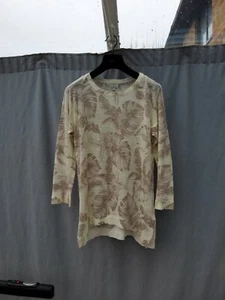 Monsoon Beige Floral Linen Blend Soft Long Jumper Size M VGC - Picture 1 of 3