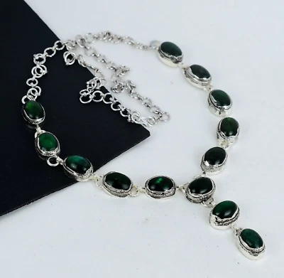 Collana Elettroformata In Labradorite Verde 925 Argento Per Donne - Immagine 1 di 4
