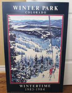WINTER PARK Linda Roberts WINTERTIME Poster 1983 1984 Riding the Eskimo Chair - Bild 1 von 11