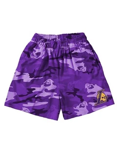 WARREN LOTAS 100% Authentic NBO NWT Size Large LA LAKERS mesh Purple CAMO SHORTS - Picture 1 of 8