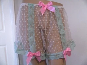 Sheer spotted knickers lace french baby pink blue white Adult feminine Lingerie - Picture 1 of 2