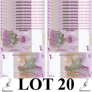 Congo Democratic Republic 1 Centime 1997 P 80 UNC 1/5 Bundle LOT 20 pcs - Picture 1 of 1