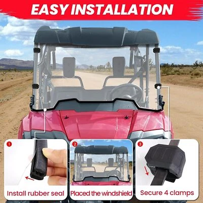 UTV Front Windshield Scratch Resistance for Honda Pioneer 700/ 700-4 2014-2025 - Image 1 of 4