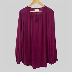LIZ CLAIBORNE Womens Blouse Top Size 3X Berry Purple Long Sleeve Pullover Office - Picture 1 of 7