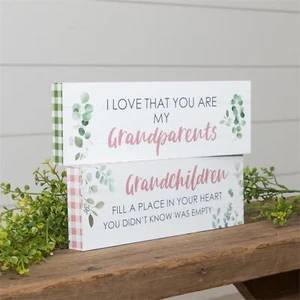 Set of 2 Granparents and Grandchildren Block Signs - Picture 1 of 2