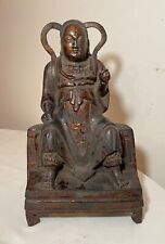 Rare antique 18th century Chinese lacquered cast iron sculpture of Zhenwu statue