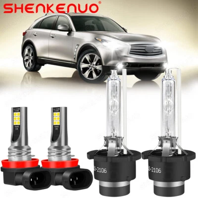 For Infiniti QX70 QX50 2014-2017 D2S HID Headlight + H11 LED Fog Light Bulbs 4x - Image 1 of 4