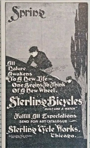 Antique Bicycle Vintage Print Ad 1896 Sterling Chicago Illinois - Picture 1 of 2