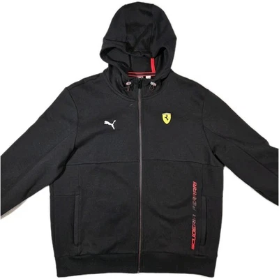 Puma Scuderia Ferrari Race Hooded Full Zip Hoodie Black Mens XL  - Image 1 of 4