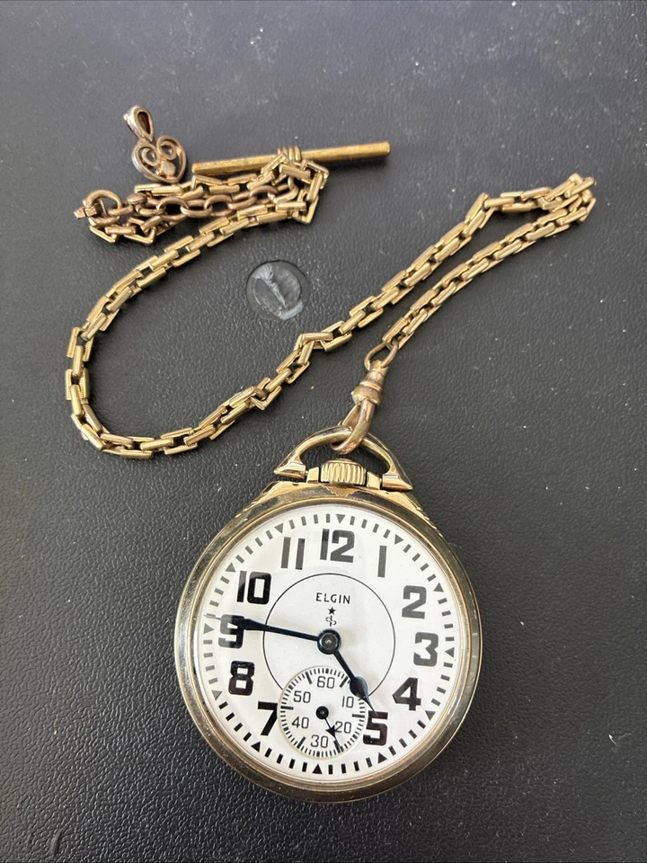 1948 Elgin 571 Type A, 21j, 8 adjustments, 10k gold filled case, RUNNING - Image 1 of 4