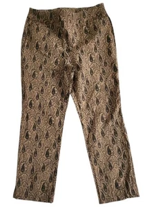 Pantalones elásticos Chico's 1.5R (M-10) marrón negro cachemir estampado floral - Imagen 1 de 3
