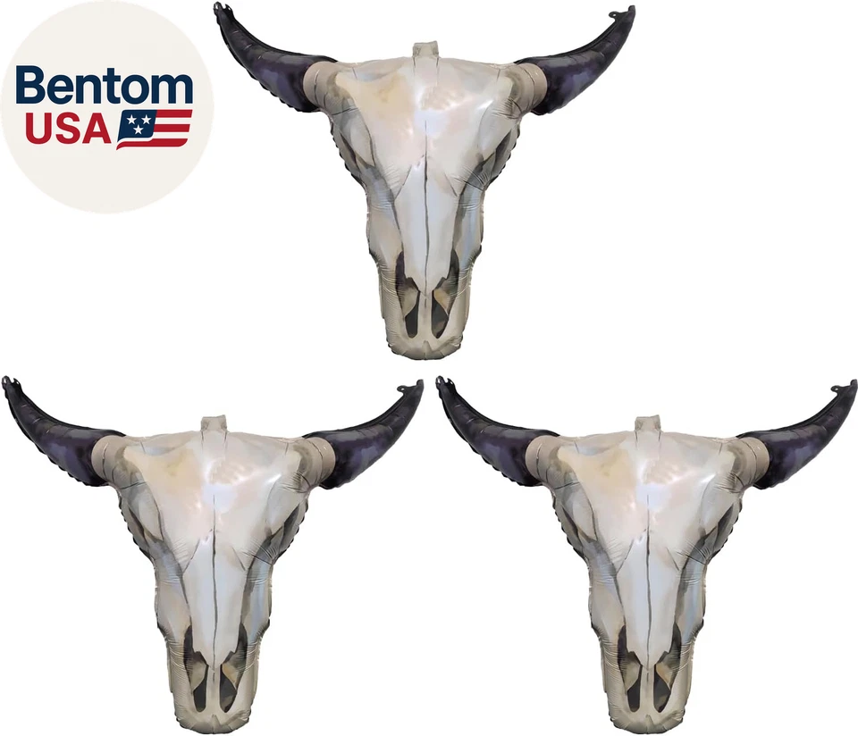 Paquete de 3 globos Western Long Horn para fiesta de vaca, globo vaquero Longhorn de papel de aluminio Foto 1 de 4