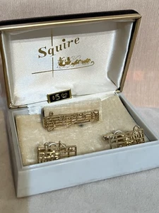 Juego de gemelos vintage de los amantes de la música de los años 50 DEADSTOCK en caja original - Imagen 1 de 4