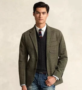POLO Ralph Lauren Dartmouth Modern Fit Glen Plaid Twill cappotto sportivo 42 L nuovo senza etichette $448 - Foto 1 di 11